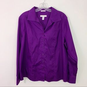 CHICO’S | Purple Button Down Career Blouse Sz. XL